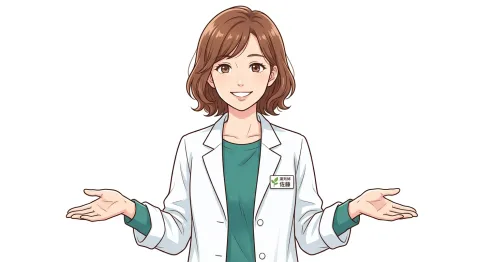 やさしい表情の薬剤師のイラスト。